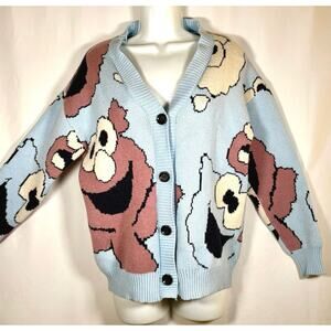 Rare Vintage-Inspired Elmo Big Bird Sesame St. Knit Cardigan Button Up Wmn's M/L